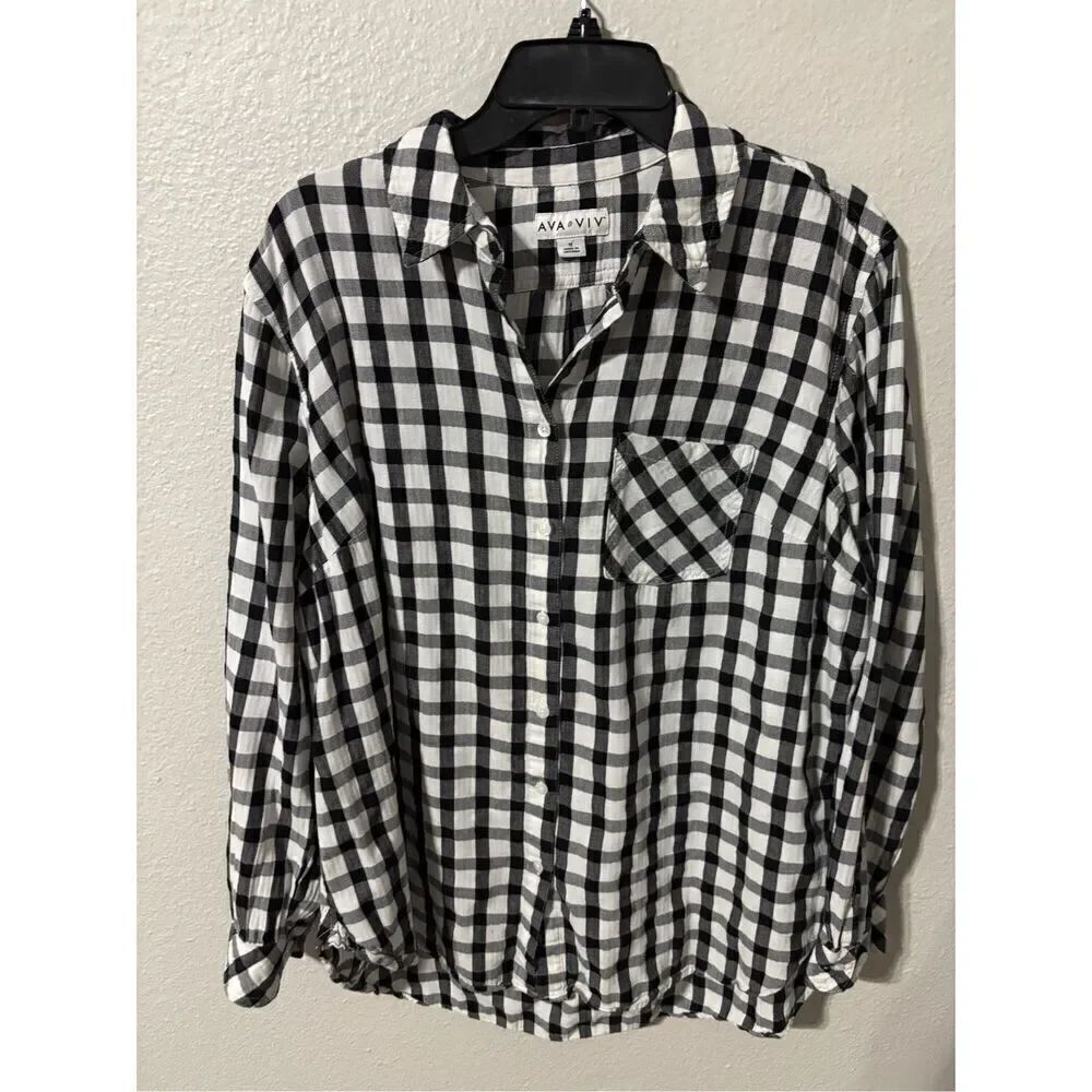 ❤️Ava & Viv Gingham Patterned Blouse
